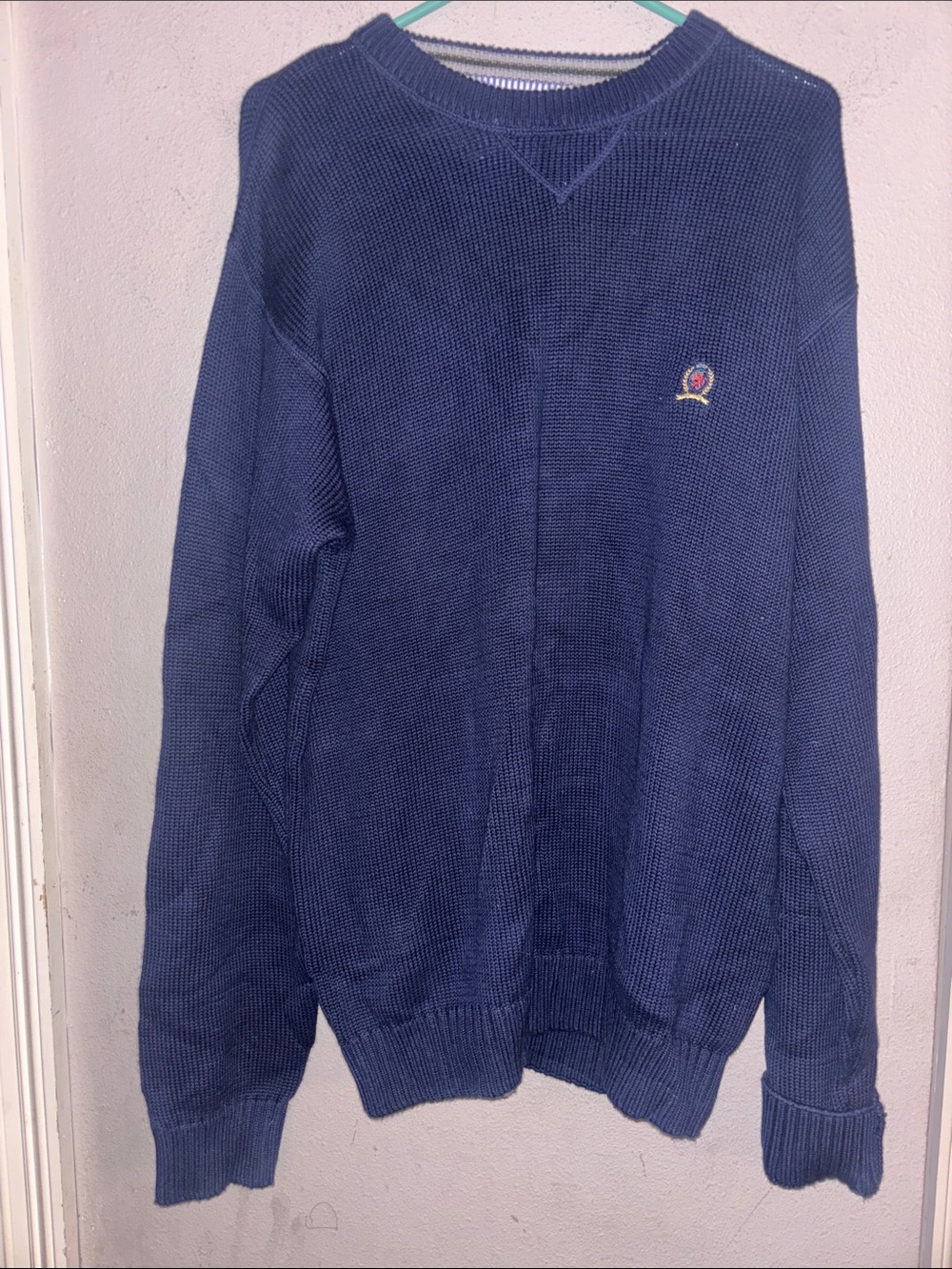 Vintage Tommy Hilfiger Navy Crewneck Sweater with Crest